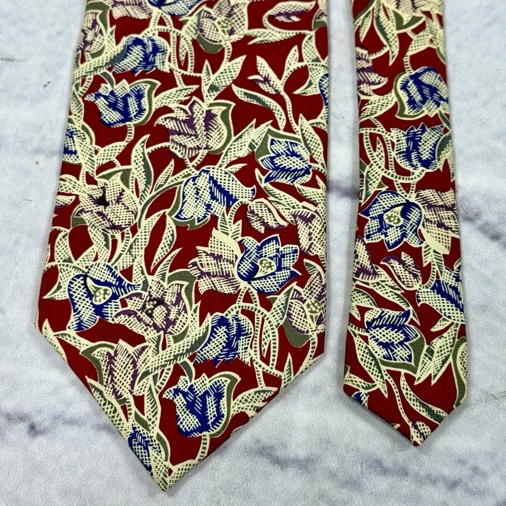 Vintage Christian Dior Monsieur Men's Silk Tie Floral Made‎ in USA 56